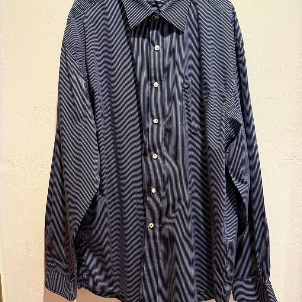 Nautica Men's Dark Blue Pinstripe Shirt